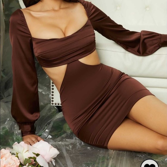 Oh Polly Dresses & Skirts - Oh Polly brown silk dress